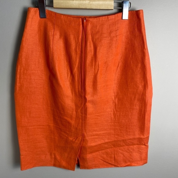 be Women's Burnt Orange/Coral Embroidered Linen Skirt + Blazer Suit‎ Set Size 8 - Picture 7 of 16